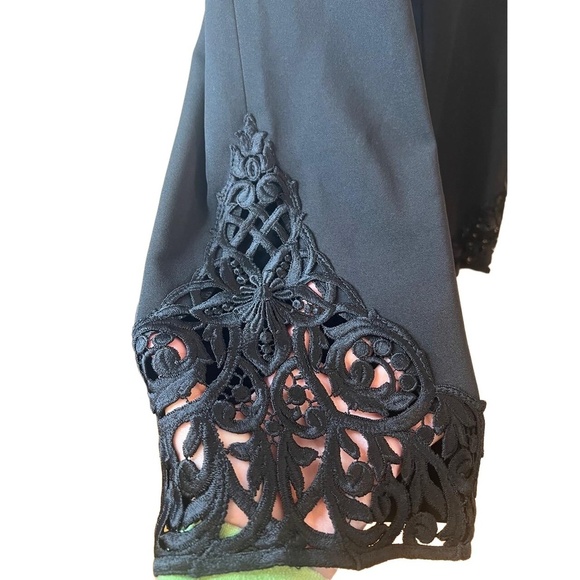 Joseph Ribkoff Black Crop Floral Crochet Lace Pants Womens Size 8 High Rise - Picture 12 of 14